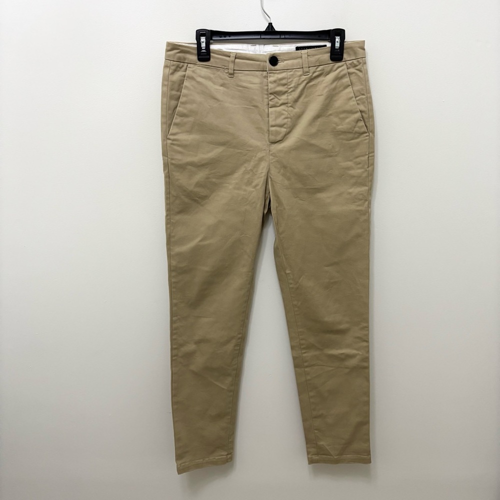 All Saints Walde Skinny Fit Chino Pants Button Fly Khaki Size 30 Career Casual